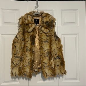 Rachel Zoe Faux Fur Vest in Brown and Tan